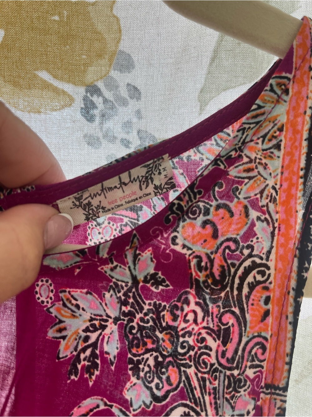 Free People Paisley Sleeveless Tunic in Magenta and Coral - Picture 2 of 2